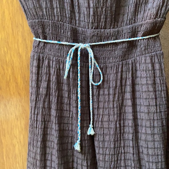 Free people brown summer dress with full separate lining & Narrow Braided belt. - Picture 9 of 15
